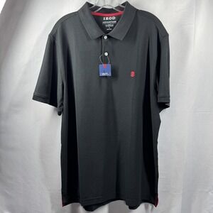 Izod Polo Shirt Mens Large Black Advantage Performance Stretch Golf Casual Top‎